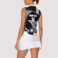 Custom New Zealand Silver Fern Petanque Women Sleeveless Polo Shirt Aotearoa Maori Pattern LT14 - Polynesian Pride