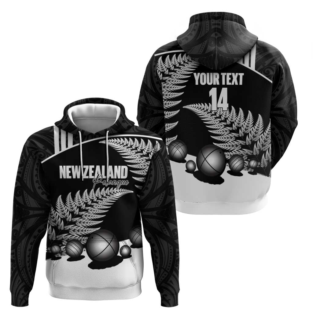 Custom New Zealand Silver Fern Petanque Zip Hoodie Aotearoa Maori Pattern LT14 - Polynesian Pride