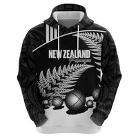 Custom New Zealand Silver Fern Petanque Zip Hoodie Aotearoa Maori Pattern LT14 - Polynesian Pride