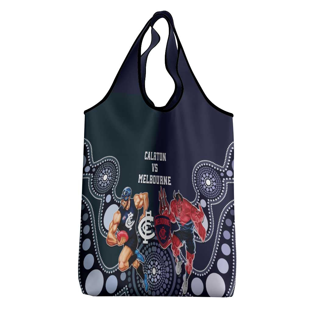 Demons And Blues Football Grocery Bag Melbourne And Calrton Mascots Aboriginal Art LT14 - Polynesian Pride