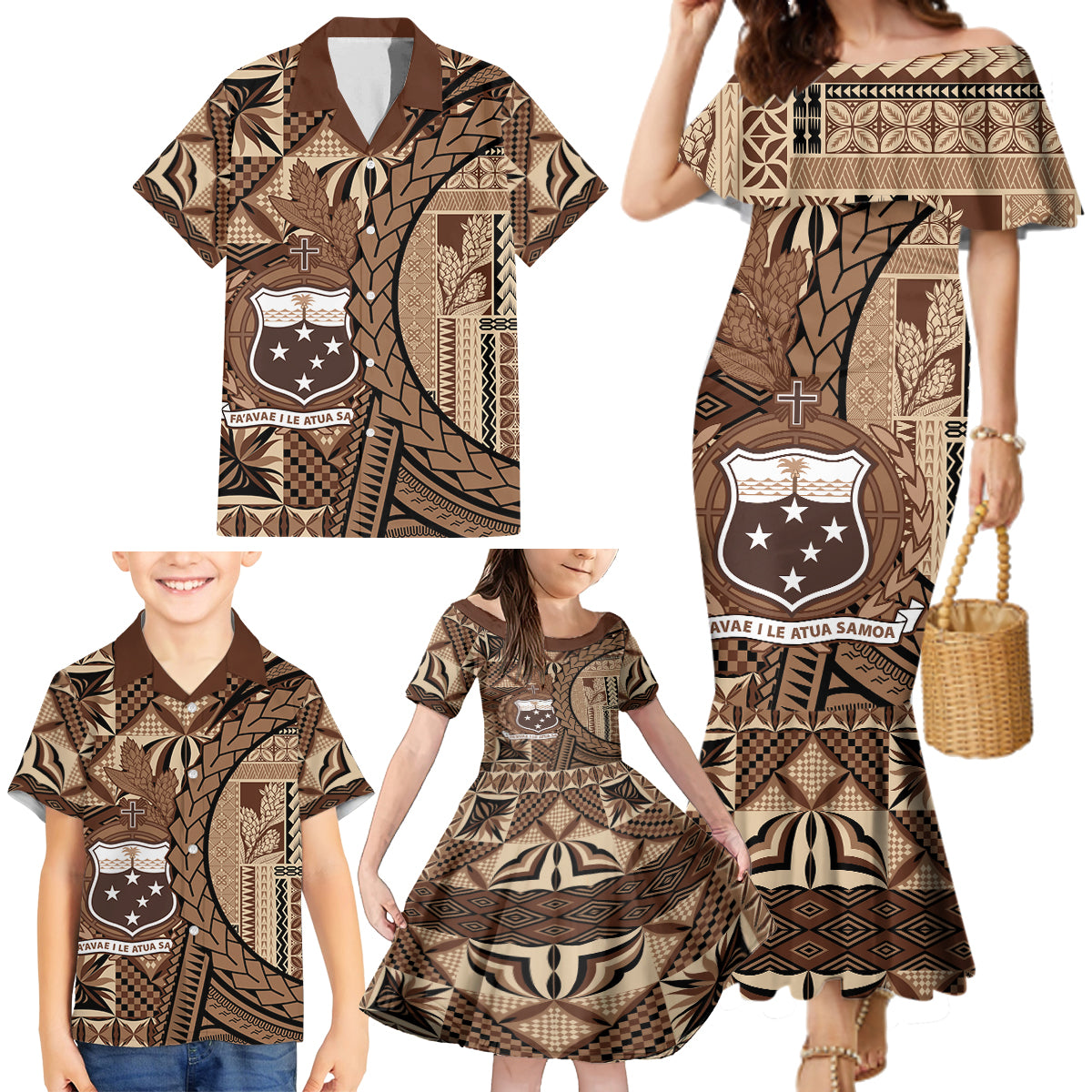 Samoa Siapo Family Matching Mermaid Dress and Hawaiian Shirt Happy Independence Day Vintage Vibes LT14 - Polynesian Pride