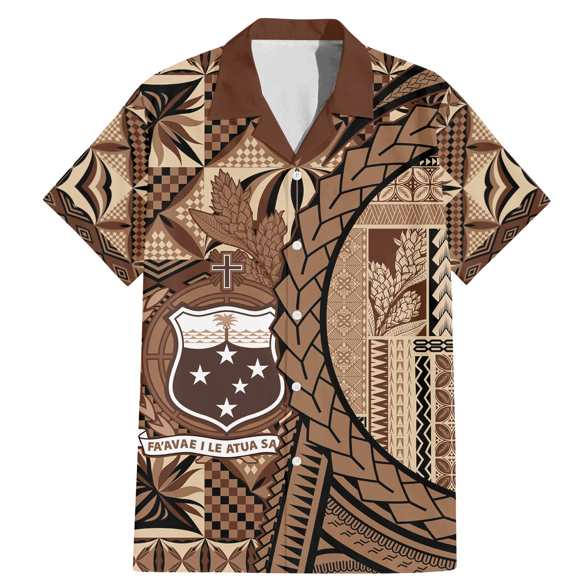 Samoa Siapo Family Matching Mermaid Dress and Hawaiian Shirt Happy Independence Day Vintage Vibes LT14 Dad's Shirt - Short Sleeve Brown - Polynesian Pride