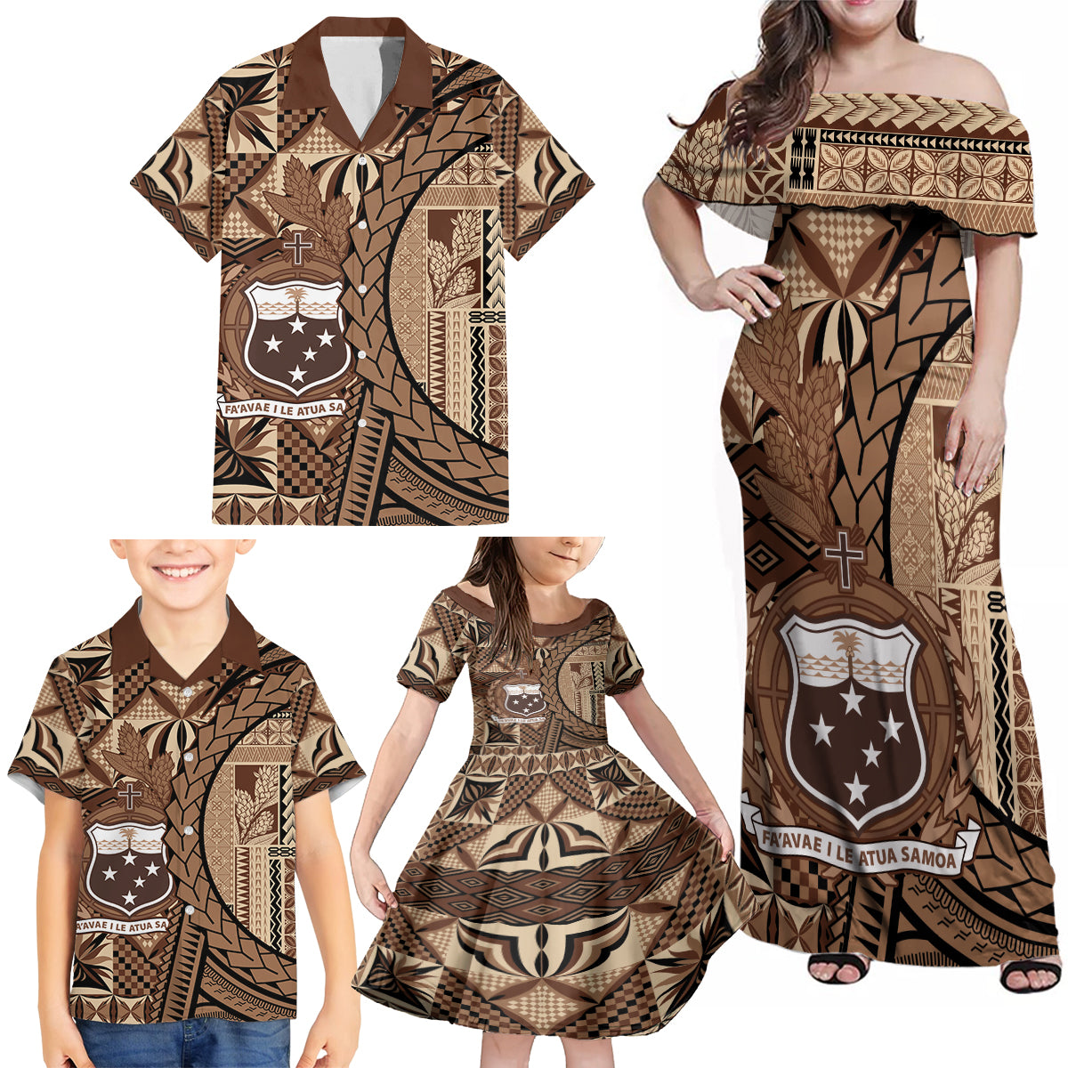 Samoa Siapo Family Matching Off Shoulder Maxi Dress and Hawaiian Shirt Happy Independence Day Vintage Vibes LT14 - Polynesian Pride