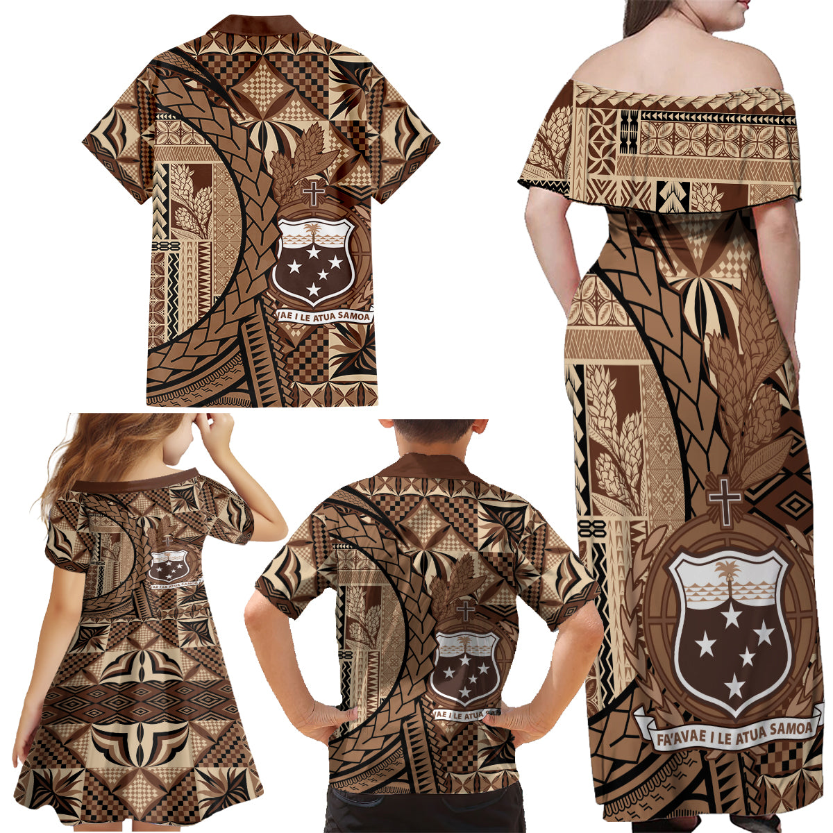 Samoa Siapo Family Matching Off Shoulder Maxi Dress and Hawaiian Shirt Happy Independence Day Vintage Vibes LT14 - Polynesian Pride