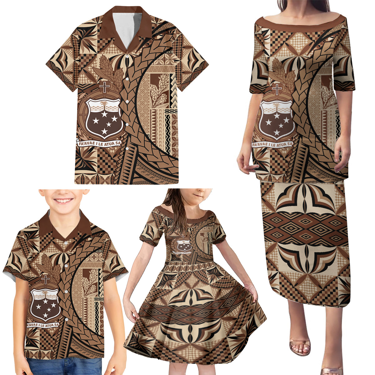 Samoa Siapo Family Matching Puletasi and Hawaiian Shirt Happy Independence Day Vintage Vibes LT14 - Polynesian Pride
