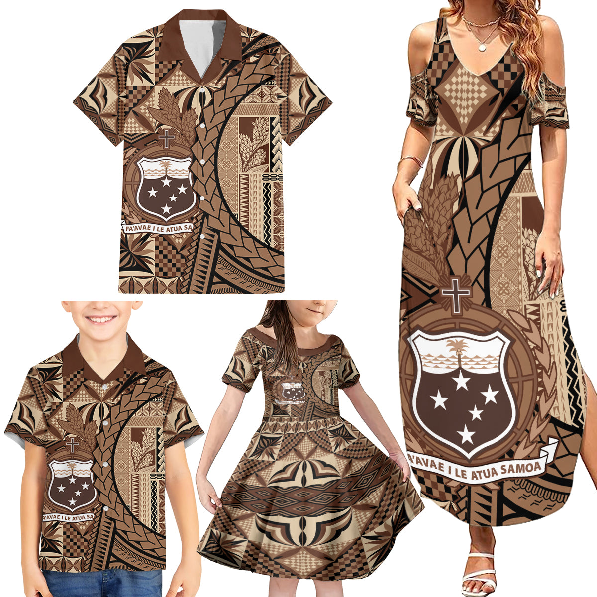 Samoa Siapo Family Matching Summer Maxi Dress and Hawaiian Shirt Happy Independence Day Vintage Vibes LT14 - Polynesian Pride