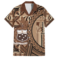 Samoa Siapo Family Matching Summer Maxi Dress and Hawaiian Shirt Happy Independence Day Vintage Vibes LT14 Dad's Shirt - Short Sleeve Brown - Polynesian Pride