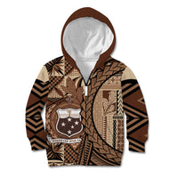 Samoa Siapo Kid Hoodie Happy Independence Day Vintage Vibes LT14 Zip Hoodie Brown - Polynesian Pride