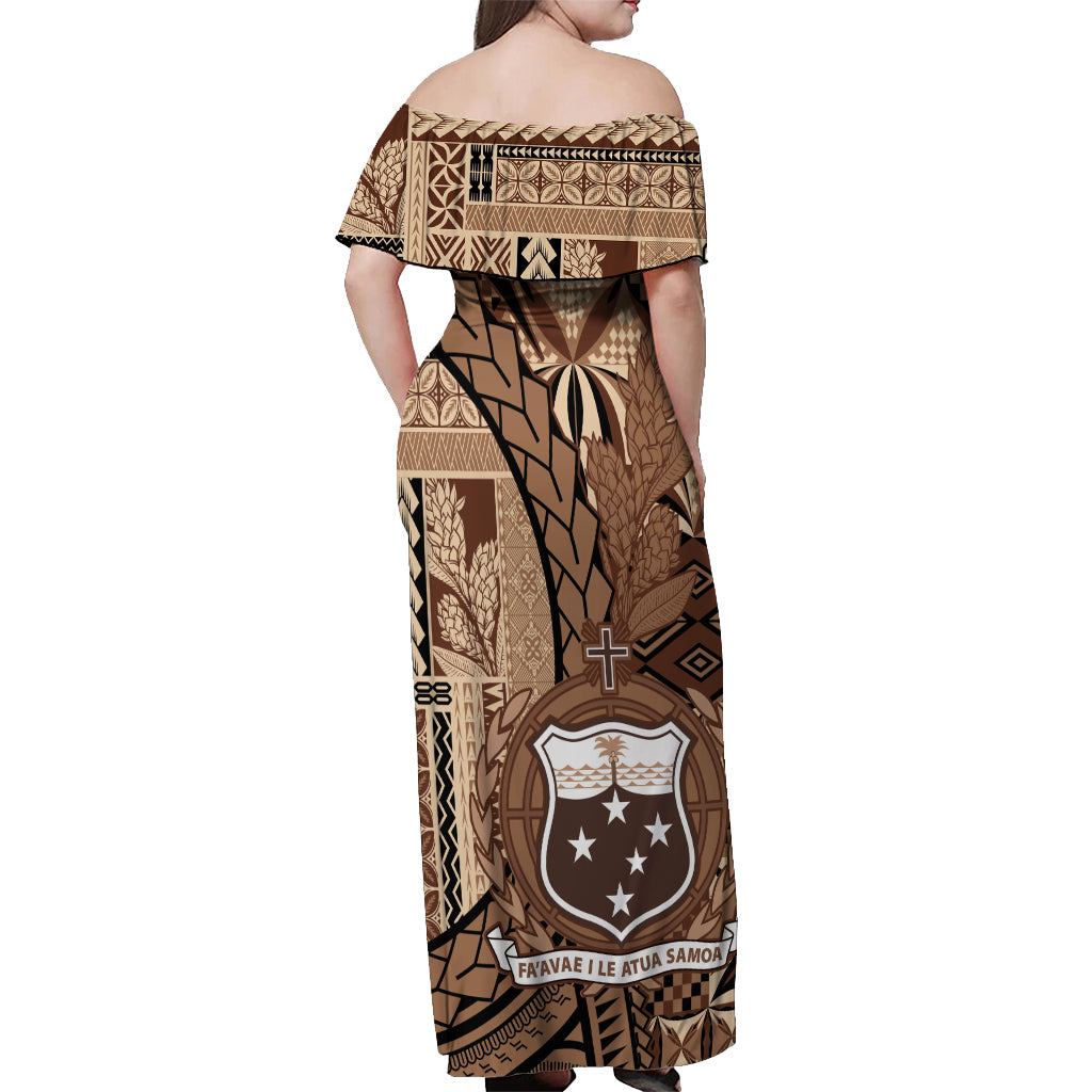 Samoa Siapo Off Shoulder Maxi Dress Happy Independence Day Vintage Vibes LT14 - Polynesian Pride
