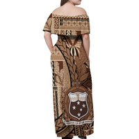 Samoa Siapo Off Shoulder Maxi Dress Happy Independence Day Vintage Vibes LT14 - Polynesian Pride