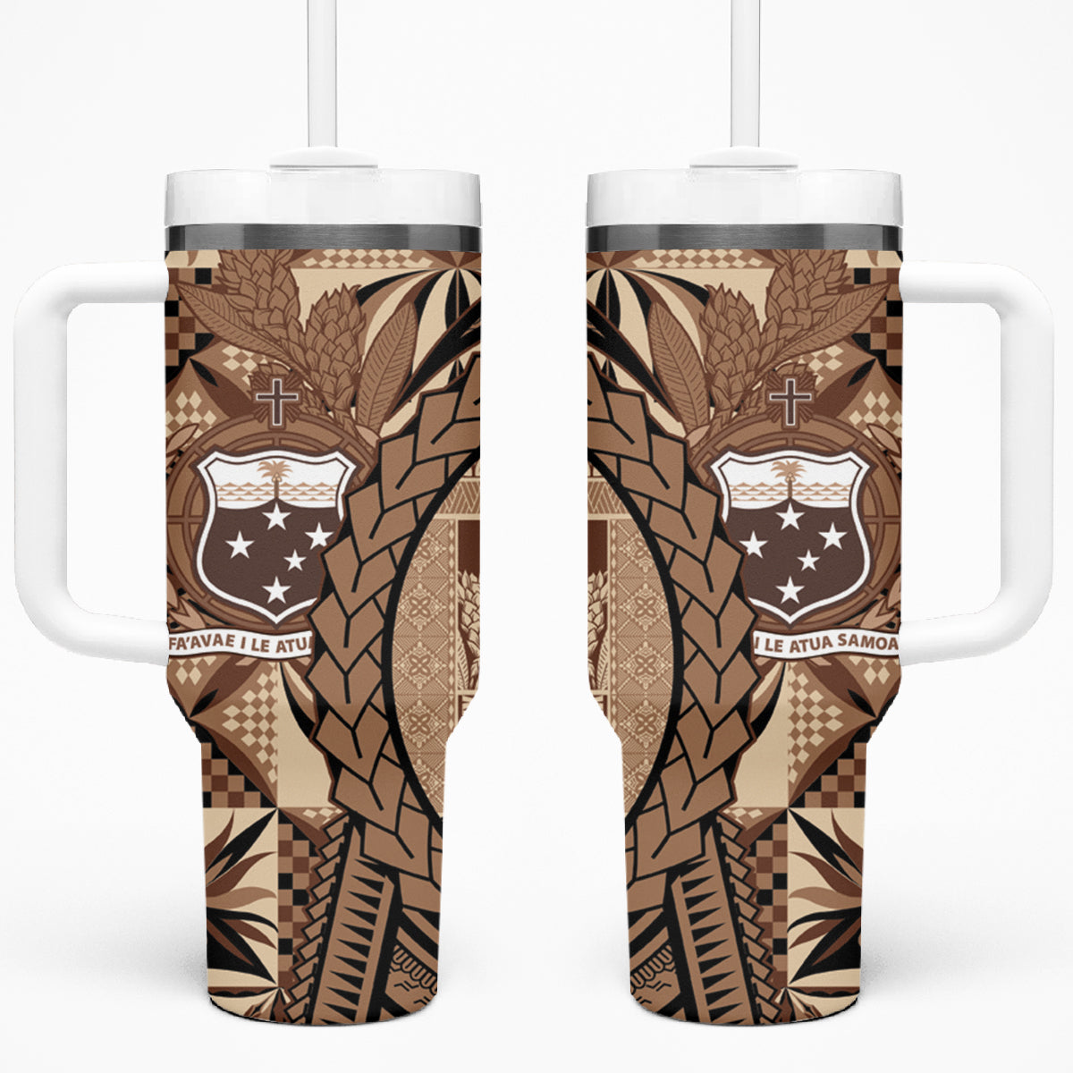 Samoa Siapo Tumbler With Handle Happy Independence Day Vintage Vibes LT14 One Size: 40 oz Brown - Polynesian Pride