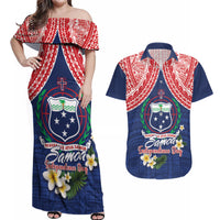 Samoan Independence Day Couples Matching Off Shoulder Maxi Dress and Hawaiian Shirt Manuia Le Tutoatasi O Samoa LT14 Blue - Polynesian Pride