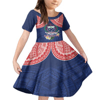 Samoan Independence Day Family Matching Mermaid Dress and Hawaiian Shirt Manuia Le Tutoatasi O Samoa LT14 Daughter's Dress Blue - Polynesian Pride
