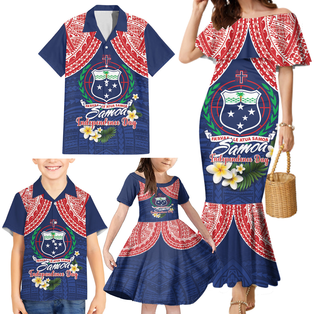 Samoan Independence Day Family Matching Mermaid Dress and Hawaiian Shirt Manuia Le Tutoatasi O Samoa LT14 - Polynesian Pride