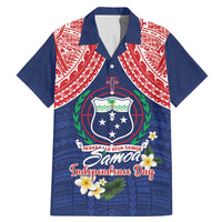 Samoan Independence Day Family Matching Mermaid Dress and Hawaiian Shirt Manuia Le Tutoatasi O Samoa LT14 Dad's Shirt - Short Sleeve Blue - Polynesian Pride