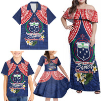 Samoan Independence Day Family Matching Off Shoulder Maxi Dress and Hawaiian Shirt Manuia Le Tutoatasi O Samoa LT14 - Polynesian Pride