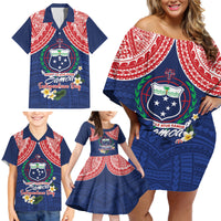 Samoan Independence Day Family Matching Off Shoulder Short Dress and Hawaiian Shirt Manuia Le Tutoatasi O Samoa LT14 - Polynesian Pride