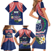 Samoan Independence Day Family Matching Short Sleeve Bodycon Dress and Hawaiian Shirt Manuia Le Tutoatasi O Samoa LT14 - Polynesian Pride