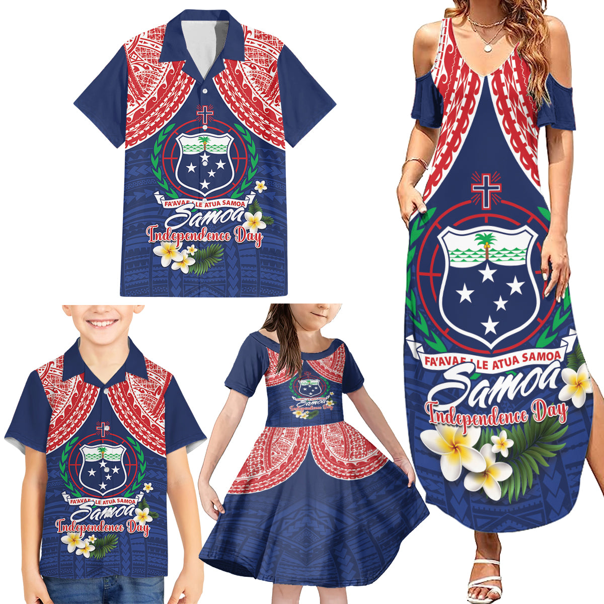 Samoan Independence Day Family Matching Summer Maxi Dress and Hawaiian Shirt Manuia Le Tutoatasi O Samoa LT14 - Polynesian Pride