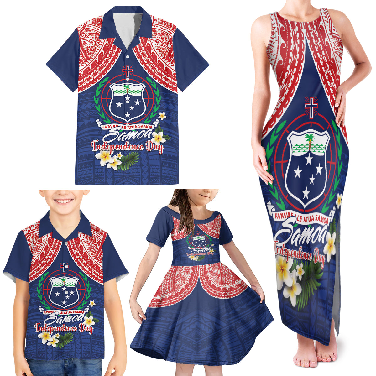 Samoan Independence Day Family Matching Tank Maxi Dress and Hawaiian Shirt Manuia Le Tutoatasi O Samoa LT14 - Polynesian Pride