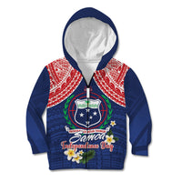Samoan Independence Day Kid Hoodie Manuia Le Tutoatasi O Samoa LT14 Zip Hoodie Blue - Polynesian Pride