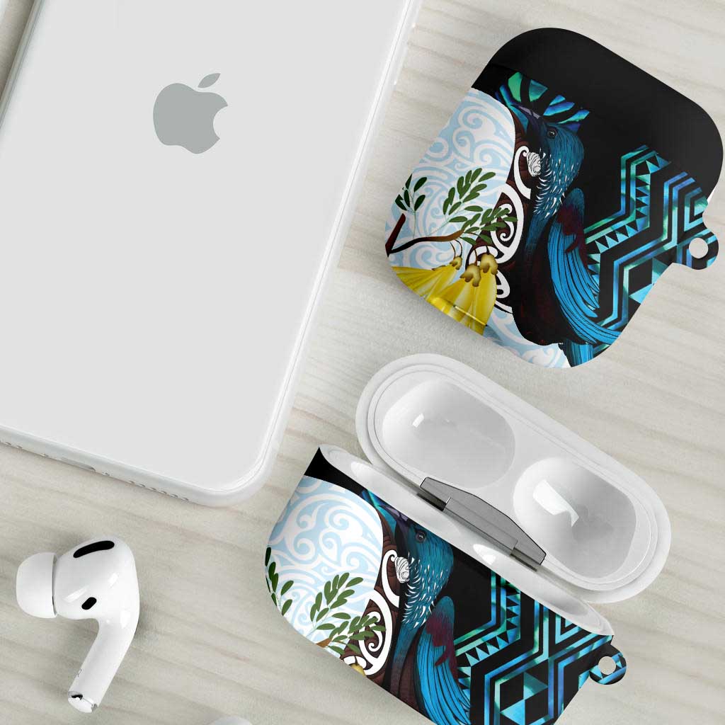 New Zealand Silver Fern Tui Bird AirPods Case Maori Kowhai Paua Shell Taniko Motifs LT14 - Polynesian Pride
