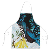 New Zealand Silver Fern Tui Bird Apron Maori Kowhai Paua Shell Taniko Motifs LT14 Turquoise - Polynesian Pride