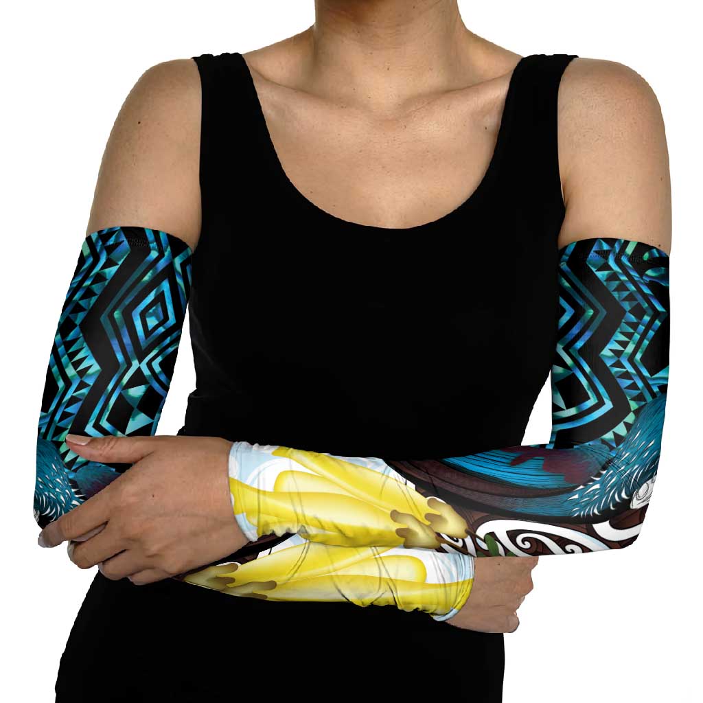 New Zealand Silver Fern Tui Bird Arm Sleeves Maori Kowhai Paua Shell Taniko Motifs LT14 - Polynesian Pride