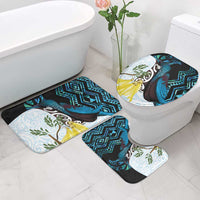 New Zealand Silver Fern Tui Bird Bathroom Set Maori Kowhai Paua Shell Taniko Motifs LT14 - Polynesian Pride