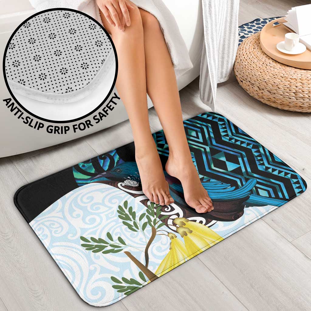 New Zealand Silver Fern Tui Bird Bathroom Set Maori Kowhai Paua Shell Taniko Motifs LT14 - Polynesian Pride