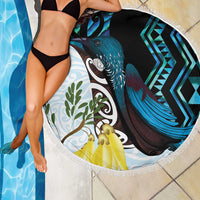 New Zealand Silver Fern Tui Bird Beach Blanket Maori Kowhai Paua Shell Taniko Motifs LT14 - Polynesian Pride
