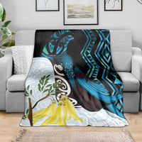 New Zealand Silver Fern Tui Bird Blanket Maori Kowhai Paua Shell Taniko Motifs LT14 - Polynesian Pride