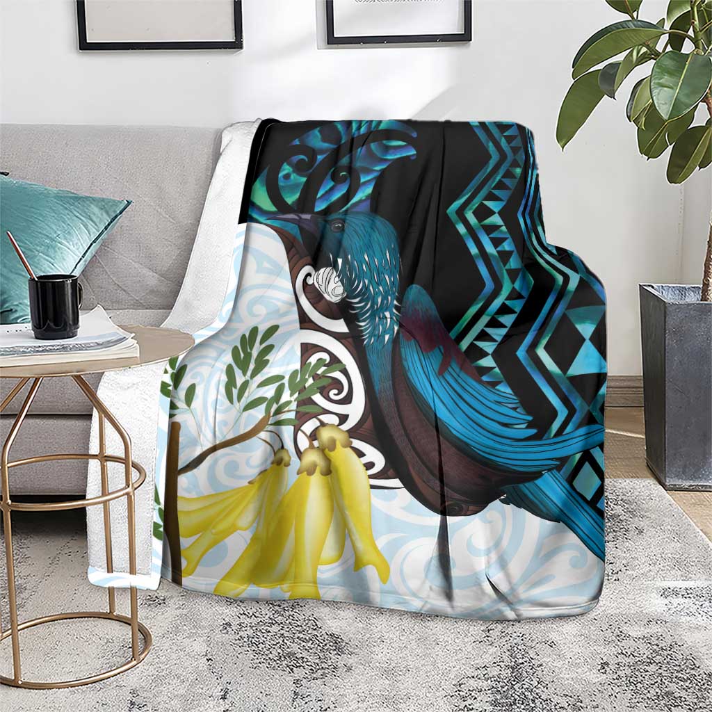 New Zealand Silver Fern Tui Bird Blanket Maori Kowhai Paua Shell Taniko Motifs LT14 - Polynesian Pride