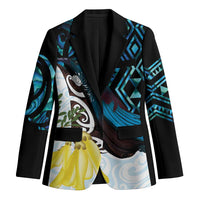 New Zealand Silver Fern Tui Bird Blazer Maori Kowhai Paua Shell Taniko Motifs LT14 Unisex Turquoise - Polynesian Pride