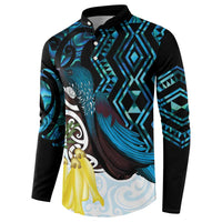 New Zealand Silver Fern Tui Bird Button Sweatshirt Maori Kowhai Paua Shell Taniko Motifs LT14 - Polynesian Pride