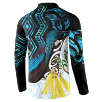 New Zealand Silver Fern Tui Bird Button Sweatshirt Maori Kowhai Paua Shell Taniko Motifs LT14 - Polynesian Pride