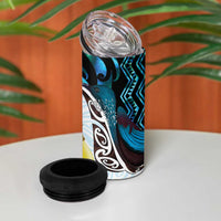 New Zealand Silver Fern Tui Bird 4 in 1 Can Cooler Tumbler Maori Kowhai Paua Shell Taniko Motifs LT14 - Polynesian Pride