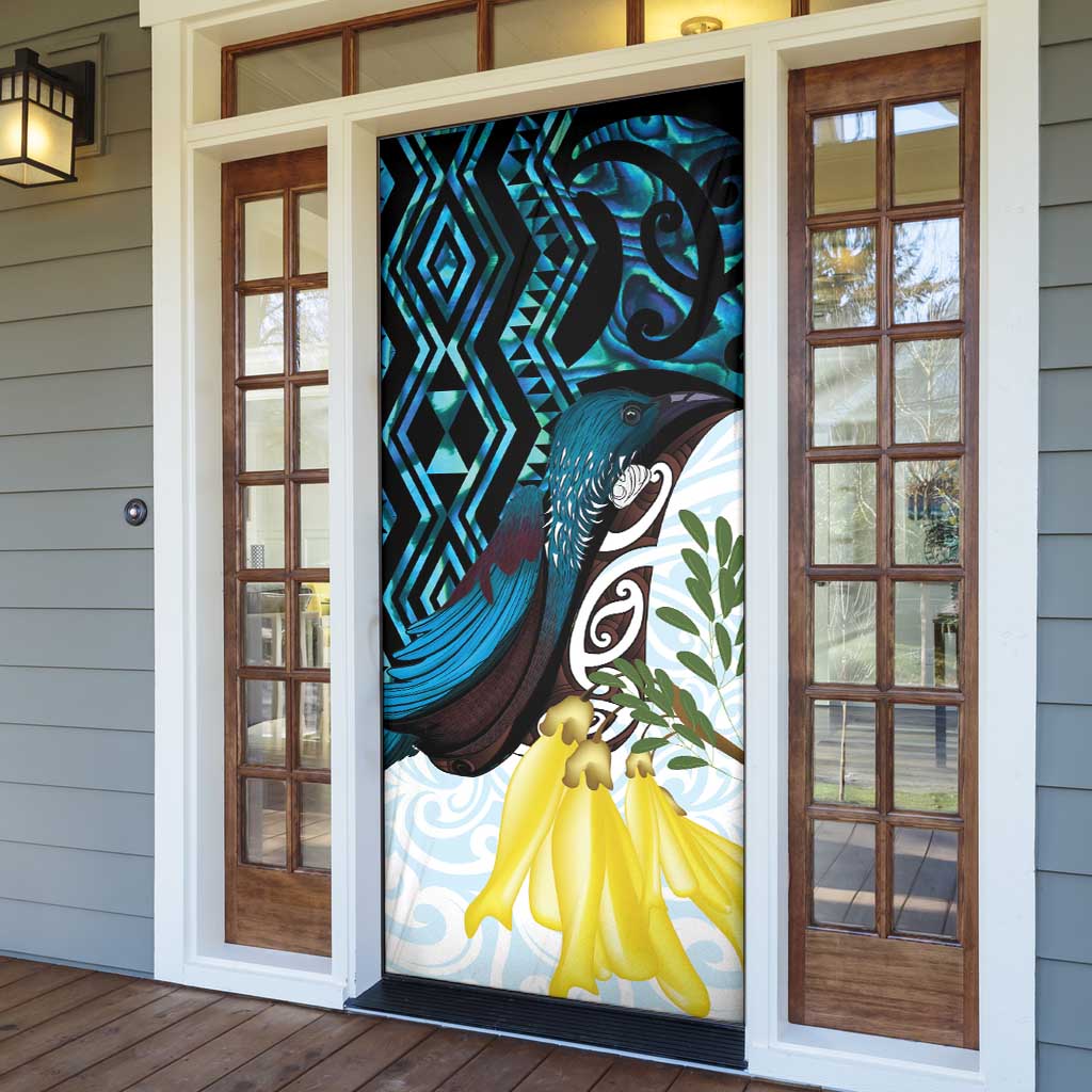 New Zealand Silver Fern Tui Bird Door Cover Maori Kowhai Paua Shell Taniko Motifs LT14 - Polynesian Pride