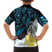 New Zealand Silver Fern Tui Bird Family Matching Puletasi and Hawaiian Shirt Maori Kowhai Paua Shell Taniko Motifs LT14 - Polynesian Pride