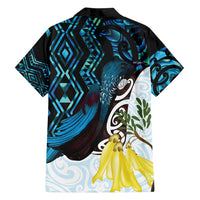 New Zealand Silver Fern Tui Bird Family Matching Summer Maxi Dress and Hawaiian Shirt Maori Kowhai Paua Shell Taniko Motifs LT14 - Polynesian Pride