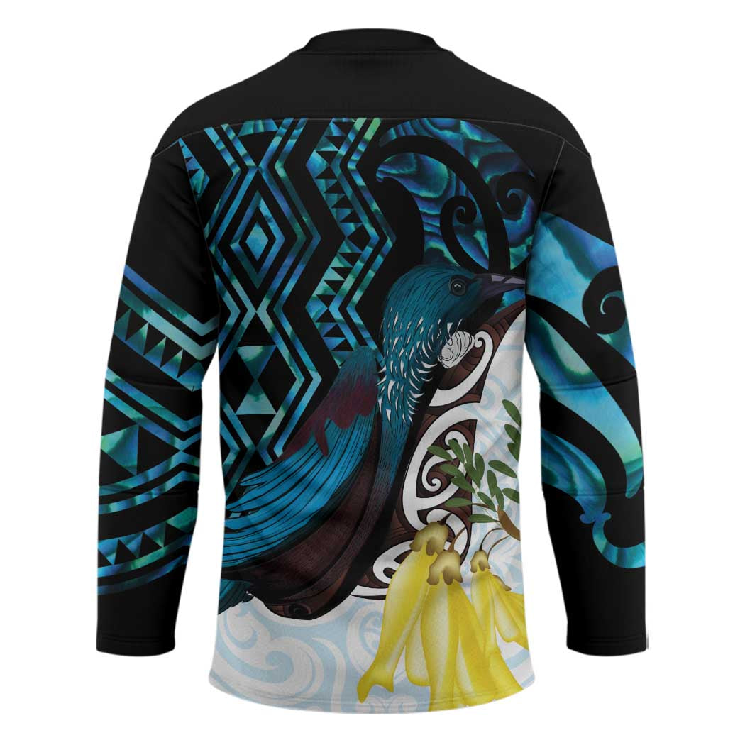 New Zealand Silver Fern Tui Bird Hockey Jersey Maori Kowhai Paua Shell Taniko Motifs LT14 - Polynesian Pride