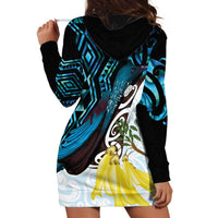 New Zealand Silver Fern Tui Bird Hoodie Dress Maori Kowhai Paua Shell Taniko Motifs LT14 - Polynesian Pride