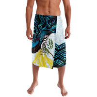 New Zealand Silver Fern Tui Bird Lavalava Maori Kowhai Paua Shell Taniko Motifs LT14 Turquoise - Polynesian Pride