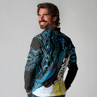 New Zealand Silver Fern Tui Bird Long Sleeve Polo Shirt Maori Kowhai Paua Shell Taniko Motifs LT14 - Polynesian Pride