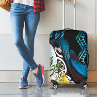 New Zealand Silver Fern Tui Bird Luggage Cover Maori Kowhai Paua Shell Taniko Motifs LT14 - Polynesian Pride
