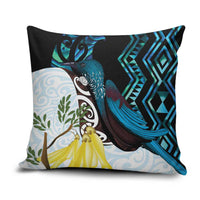 New Zealand Silver Fern Tui Bird Pillow Cover Maori Kowhai Paua Shell Taniko Motifs LT14 Turquoise - Polynesian Pride
