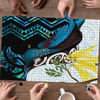 New Zealand Silver Fern Tui Bird Puzzle Maori Kowhai Paua Shell Taniko Motifs LT14 - Polynesian Pride