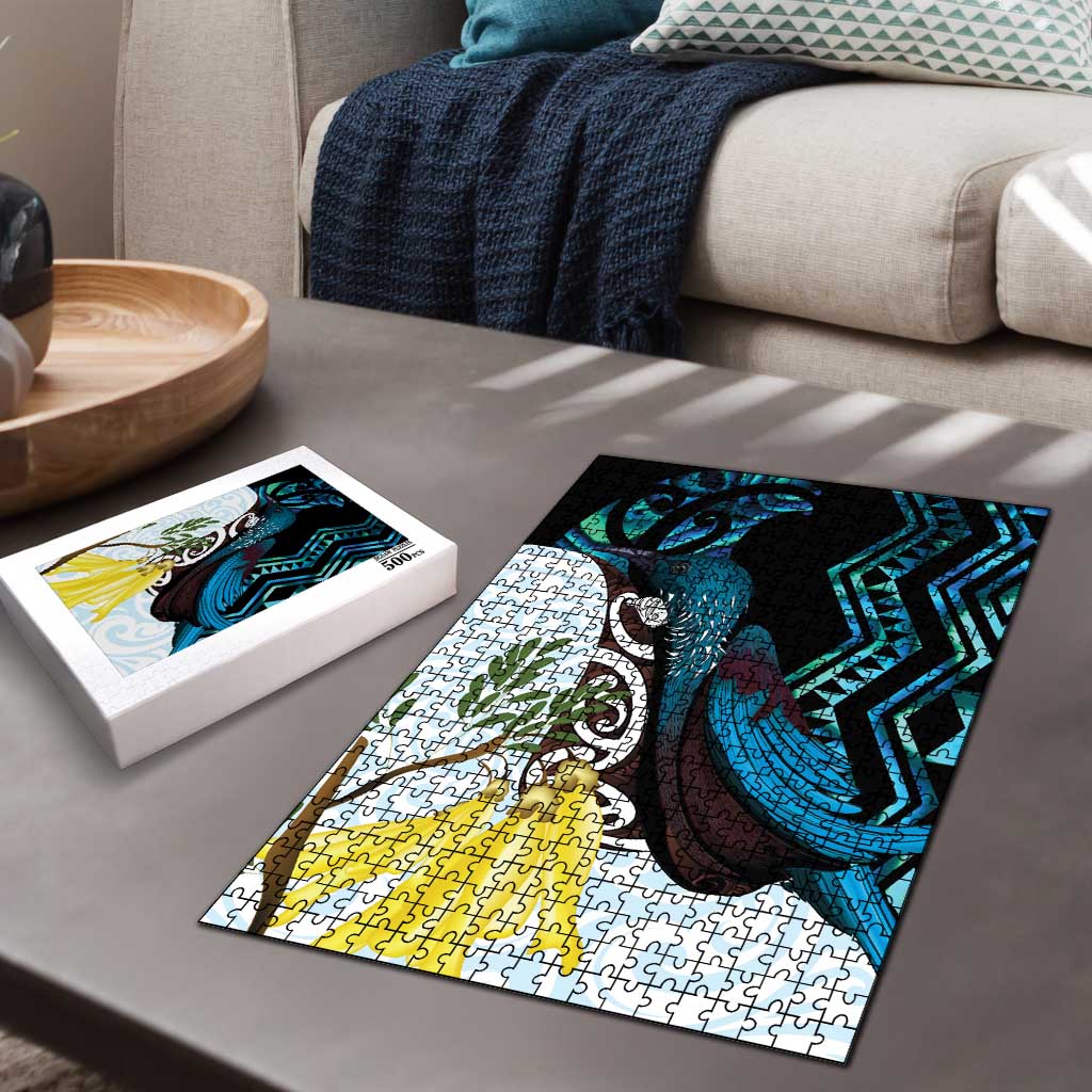 New Zealand Silver Fern Tui Bird Puzzle Maori Kowhai Paua Shell Taniko Motifs LT14 - Polynesian Pride