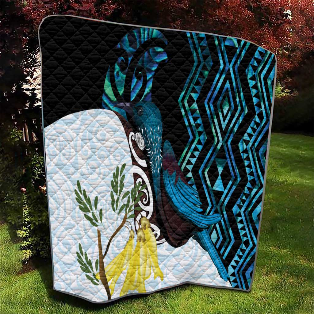 New Zealand Silver Fern Tui Bird Quilt Maori Kowhai Paua Shell Taniko Motifs LT14 - Polynesian Pride