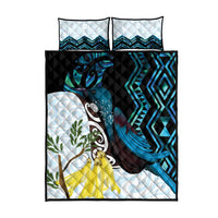 New Zealand Silver Fern Tui Bird Quilt Bed Set Maori Kowhai Paua Shell Taniko Motifs LT14 - Polynesian Pride